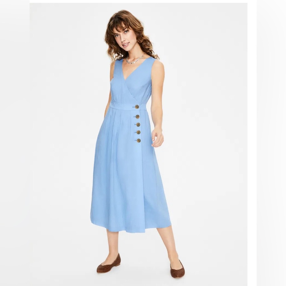 Boden Arwen Midi Dress - Hazy Blue (Size 10R)